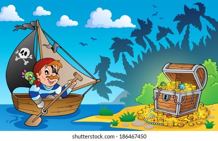 Tema pirata com baú do tesouro 3 - eps10 ilustração vetor.