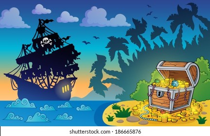 Pirate theme with treasure chest 5 - eps10 vector illustration.