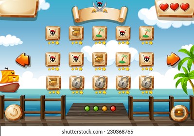 Pirate Themed Game Elements And Icons