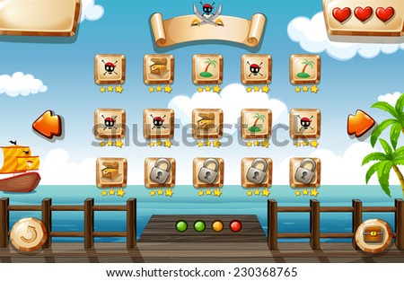 Pirate themed game elements and icons