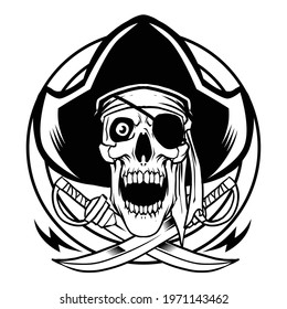 Pirate Thief Skull Vector Illustration 