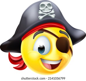 A pirate thumbs up emoticon cartoon face icon