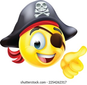 A pirate thumbs up emoticon cartoon face giving thumbs up icon