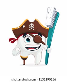 Pirate tooth character cartoon style