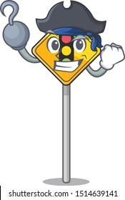 Pirate traffic light ahead on the cartoon