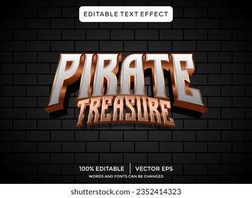 efecto de texto editable 3D del tesoro pirata