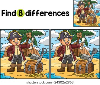 Pirate and Treasure Chest Find The Differences