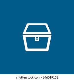 Pirate Treasure Chest Flat Icon On Blue Background