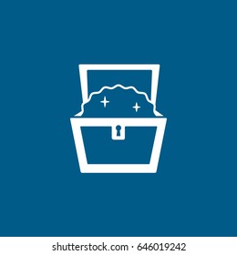 Pirate Treasure Chest Flat Icon On Blue Background