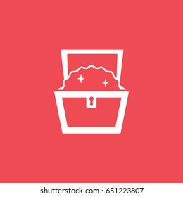 Pirate Treasure Chest Flat Icon On Red Background