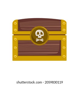 Pirate treasure chest with gold coins. Icon for children design and games