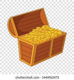 Pirate treasure chest with golden coins icon. Cartoon illustration of pirate treasure chest with golden coins vector icon for web