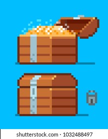 Pirate Treasure Chest icon. Pixel art 