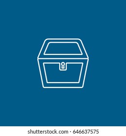 Pirate Treasure Chest Line Icon On Blue Background