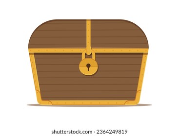 Pirate treasure closed with a padlock vector illustration isolated on white background