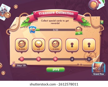 Pirate Treasure Collection Game User Interface