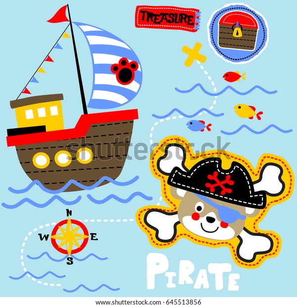 Pirate Treasure Hunter Vector Cartoon Illustration Stock Vector