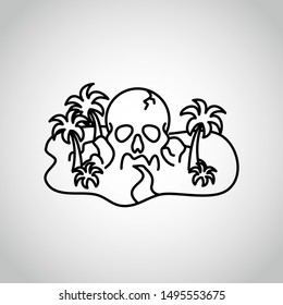 Pirate treasure island with a skull rock vector