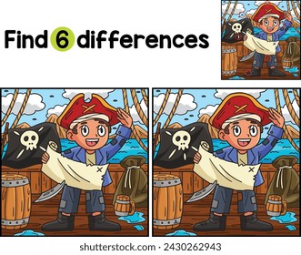 Pirate with Treasure Map Find The Differences