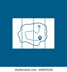 Pirate Treasure Map Flat Icon On Blue Background