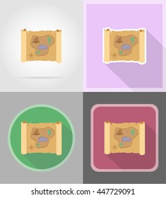 pirate treasure map flat icons vector illustration isolated on background