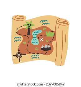 Piratenschätze Karte handgezeichnet naive Kunst