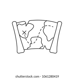 Pirate treasure map icon. Outline pirate treasure map vector icon for web design isolated on white background