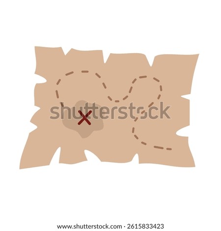Pirate treasure map, isolated hand drawn vector clipart