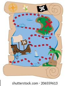 Pirate Treasure Map Scroll