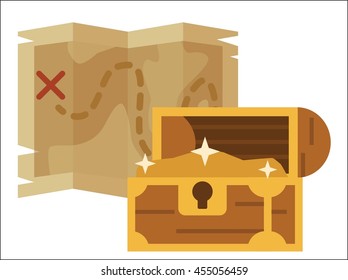 Pirate treasure map vector flat icon
