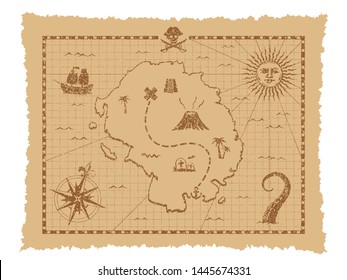 Pirate Treasure Map Vector Illustration