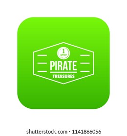 Pirate treasures icon green vector isolated on white background