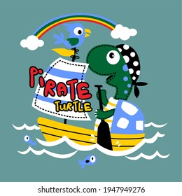 Pirate turtle baby vector design
