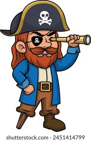 Pirate using spyglass vector illustration
