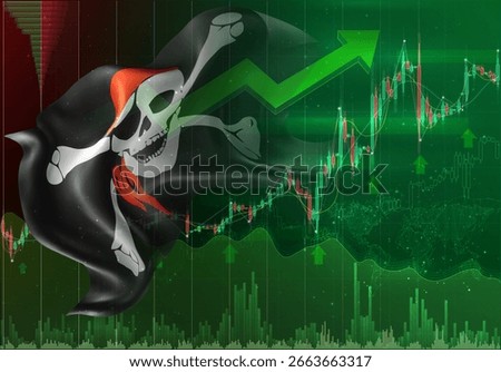 Pirate, vector 3d flag financial exchange trend up