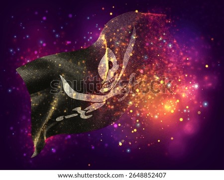 Pirate, vector 3d flag with a splash of paint dots, explosion of colored dots