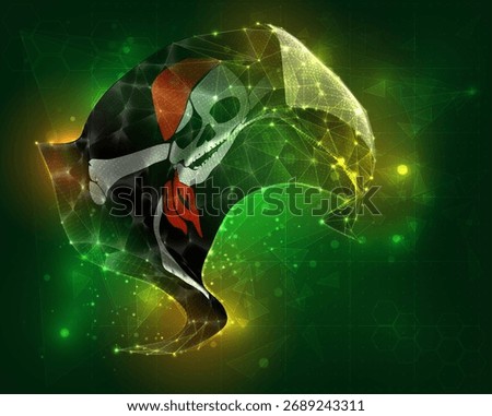 Pirate, vector 3d flag virtual triangular polygons on a color background