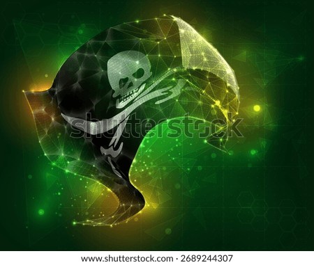 Pirate, vector 3d flag virtual triangular polygons on a color background