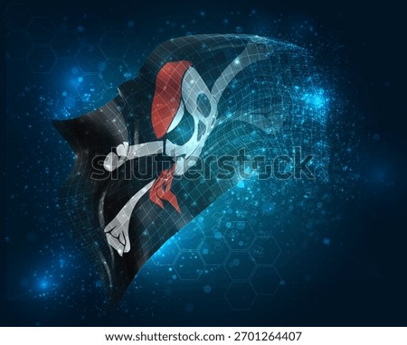 Pirate, vector 3d flag virtual triangular polygons on a color background