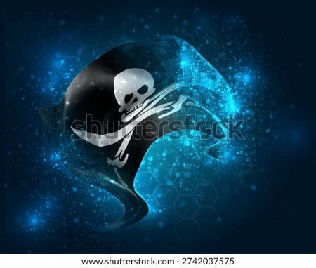 Pirate, vector 3d flag virtual triangular polygons on a color background