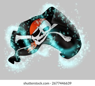 Bandera pirata, Vector 3d en un torbellino de brillo mágico