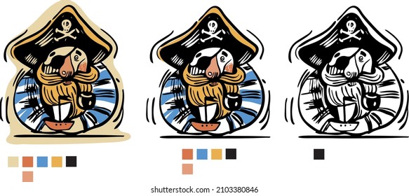 dibujo del capitán del vector pirata Tema marino