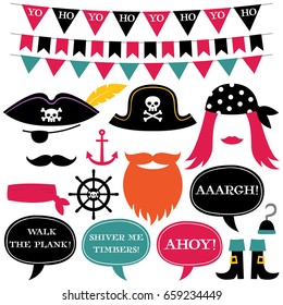 Pirate vector decoration and photo booth props