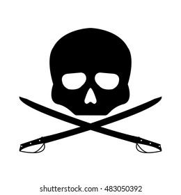 Pirate vector flag. Flat sign on white background. Jolly roger logo. Vector illustration.