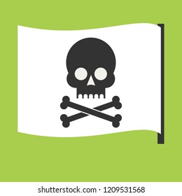 Pirate vector flag. Jolly Roger. Skull and crossbones icon.