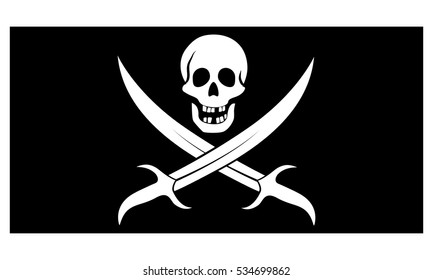 Pirate vector flag (skull and crossed sabers)