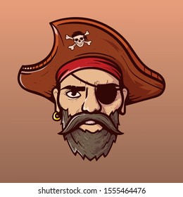 Pirate. vector icon, ship capitan.