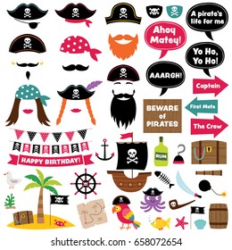 Pirate vector party decoration and photo booth props