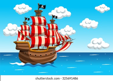 Pirate Vessel navigating in the Sea