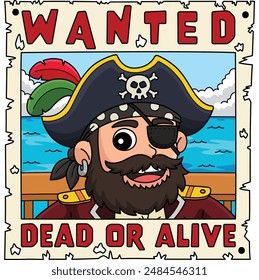 Pirate Wanted Poster Cartoon Colored Clipart 